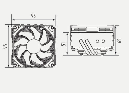 Noctua NH-L9x65 chromax.black - Afmetingen