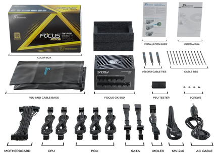Seasonic FOCUS GX ATX 3 (2024) 850W - Inhoud verpakking
