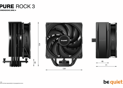 be quiet! Pure Rock 3 Black - Afmetingen