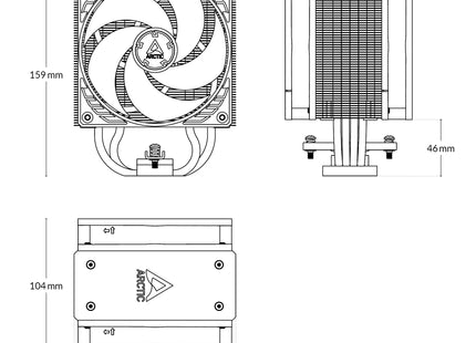 Arctic Freezer 36 Black - Afmetingen
