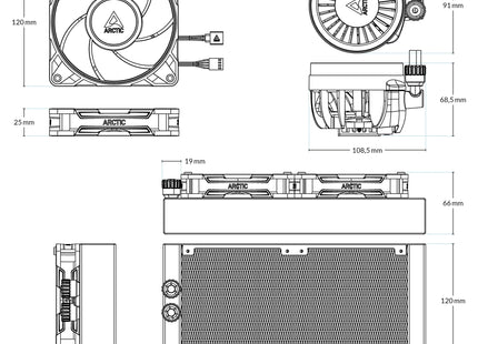 Arctic Liquid Freezer III Pro 240 Black - Afmetingen