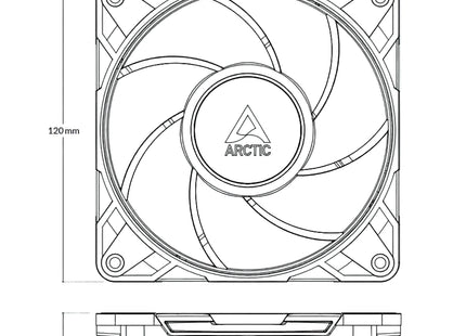 Arctic P12 Pro PST Zwart - Afmetingen