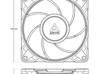 Arctic P12 Pro PST Zwart 5-Pack - Afmetingen
