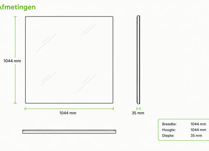 Comfort Heating Comfortscreen 105×105 Wit - Afmetingen