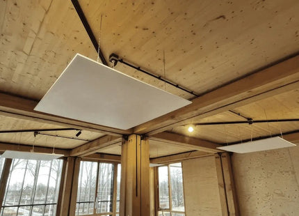 Comfort Heating Comfortscreen 105×105 Wit - Opgehangen in een ruimte