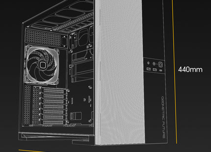Geometric Future Model 5 Vent (5FAN) Zwart/Geel - Afmetingen