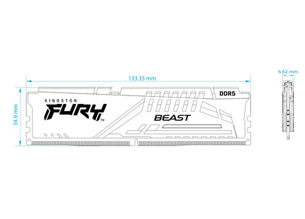 Kingston FURY Beast 16GB DDR5-6000 C30 Zwart - Afmetingen
