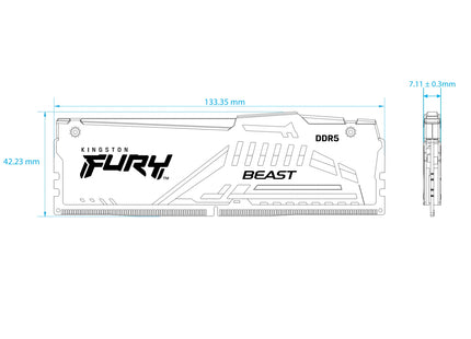 Kingston FURY Beast RGB 32GB DDR5-6000 C30 Zwart - Afmetingen