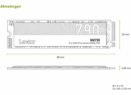 Lexar NM790 4TB - Afmetingen