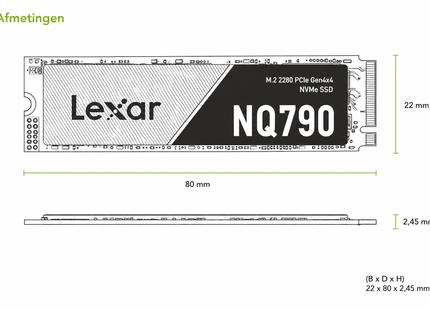 Lexar NQ790 1TB - Afmetingen