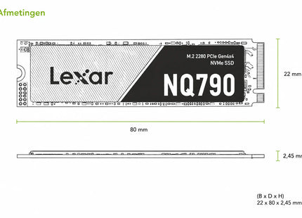 Lexar NQ790 4TB - Afmetingen