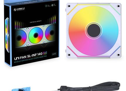 Lian Li UNI FAN SL-INF 140 ARGB Wit - Verpakking met inhoud
