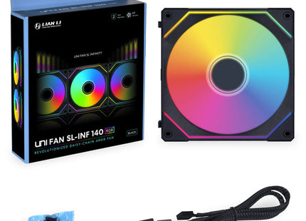 Lian Li UNI FAN SL-INF 140 ARGB Zwart - Verpakking met inhoud