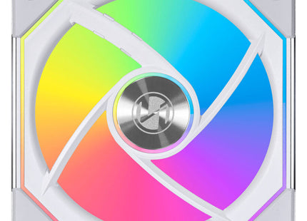 Lian Li Uni Fan SL-INF 120 RGB Wit Triple Pack - Fan draaiend achterkant