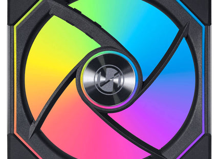 Lian Li Uni Fan SL-INF 120 RGB Zwart Triple Pack - Fan draaiend achterkant