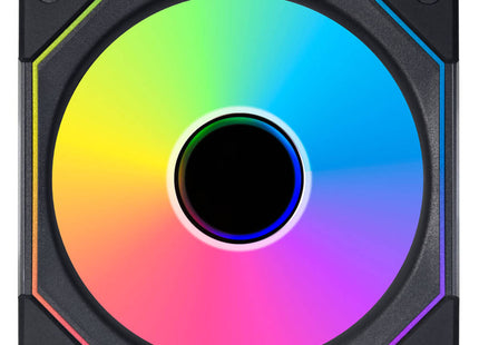 Lian Li Uni Fan SL-INF 120 RGB Zwart Triple Pack - Ventilator draaiend voorkant