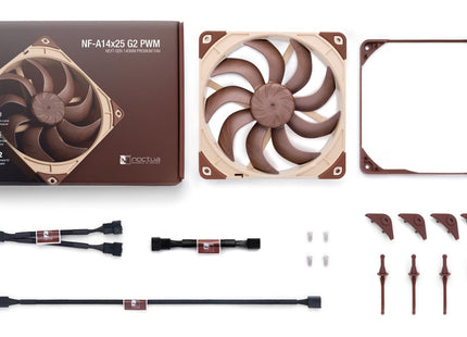Noctua NF-A14x25 G2 PWM - Product met verpakking en inhoud