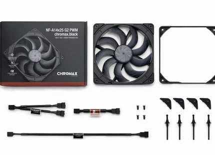Noctua NF-A14x25 G2 PWM chromax.black - Inhoud verpakking