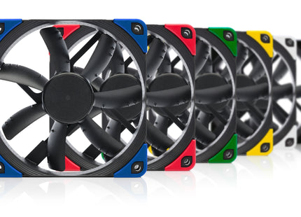 Noctua NF-S12A PWM Chromax.Black.Swap - Meerdere casefans met verschillende kleuren antivibratie hoeken