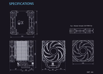 Scythe Mugen 6 Dual Fan Black Edition - Afmetingen