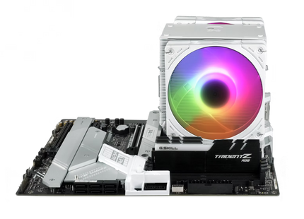 Scythe Mugen 6 Dual Fan White ARGB Edition - CPU koeler op moederbord frontaal