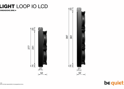 be quiet! Light Loop IO LCD 240mm Black - Afmetingen