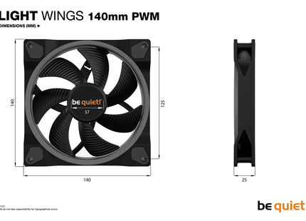 be quiet! Light Wings 140mm PWM Triple Pack - Afmetingen