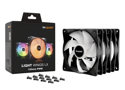 be quiet!  Light Wings LX 120mm PWM Black Triple Pack - Product met verpakking