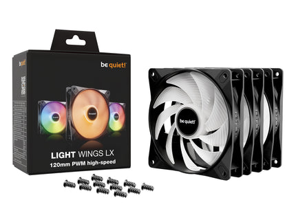 be quiet! Light Wings LX 120mm PWM high-speed Black Triple Pack - Product met verpakking