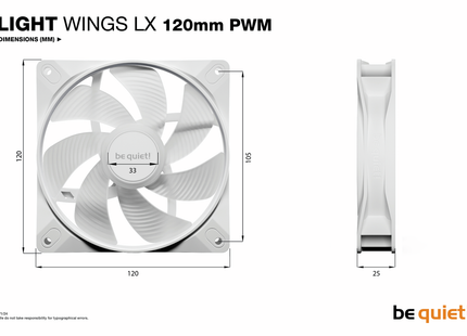 be quiet!  Light Wings LX 140mm PWM Black Triple Pack - Afmetingen