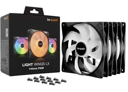 be quiet!  Light Wings LX 140mm PWM Black Triple Pack - Product met verpakking