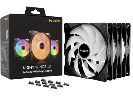 be quiet! Light Wings LX 140mm PWM high-speed Black Triple Pack - Product met verpakking
