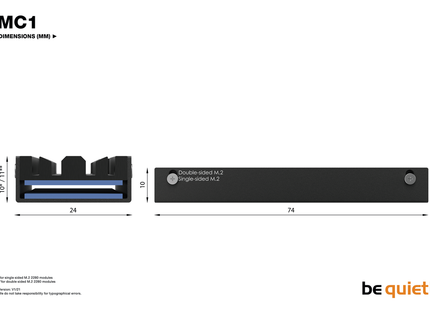 be quiet! MC1 - Afmetingen