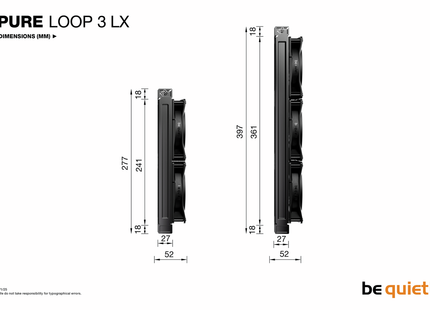 be quiet! Pure Loop 3 LX 360mm - Afmetingen