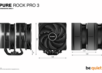 be quiet! Pure Rock Pro 3 Black - Afmetngen