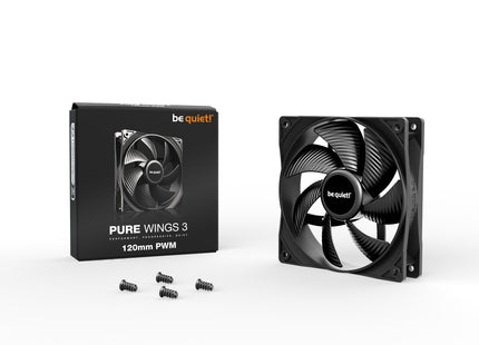 be quiet! Pure Wings 3 120mm PWM Black - Product met verpakking