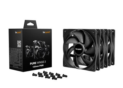be quiet! Pure Wings 3 120mm PWM Black Triple Pack - Product met inhoud
