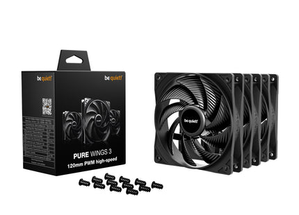 be quiet! Pure Wings 3 120mm PWM High-Speed Black Triple Pack - Verpakking met inhoud