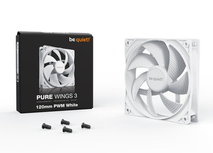 be quiet! Pure Wings 3 120mm PWM White - Product en verpakking