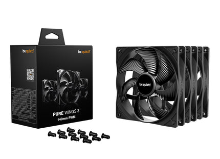 be quiet! Pure Wings 3 140mm PWM Black Triple Pack - Product met verpakking