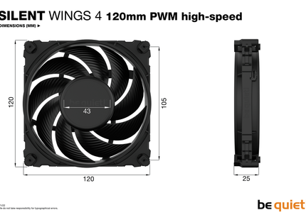 be quiet! Silent Wings 4 120mm PWM Black high-speed - Afmetingen