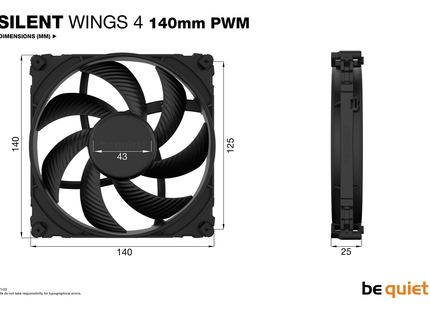 be quiet! Silent Wings 4 140mm PWM Black - Afmetingen