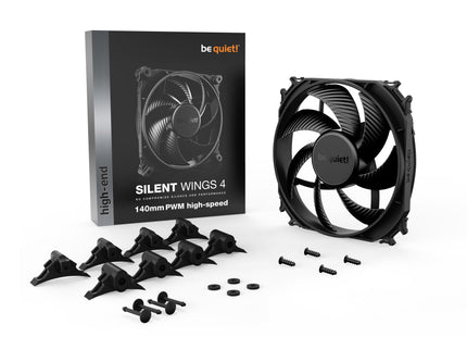 be quiet! Silent Wings 4 140mm PWM high-speed Black - Verpakking met inhoud